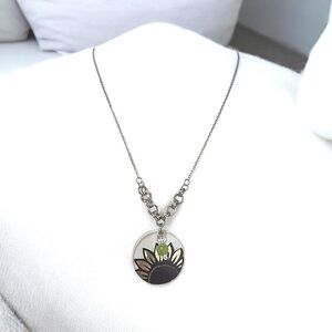 Handcrafted Sunflower and Chainmaille Pendant Necklace